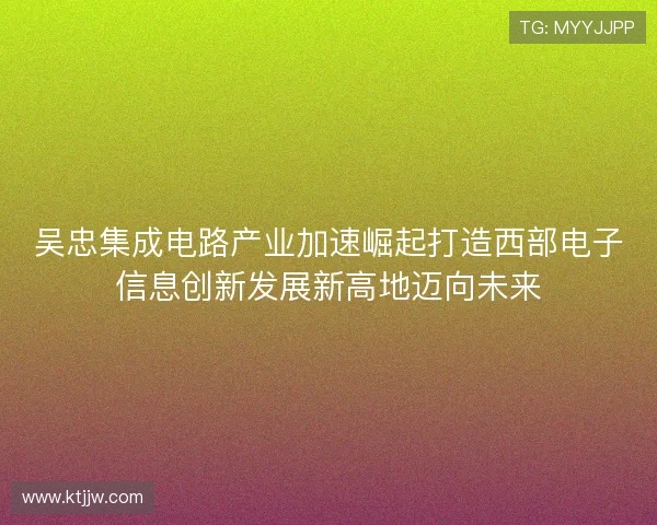 吴忠集成电路产业加速崛起打造西部电子信息创新发展新高地迈向未来